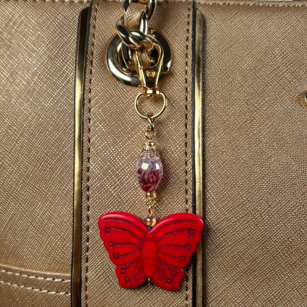 Beautiful big red Butterfly purse charm 🤩